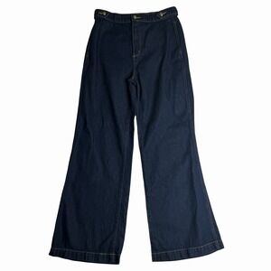 Ann Taylor LOFT Womens Dark Wash Wide Leg Denim Trouser Jeans Size 2